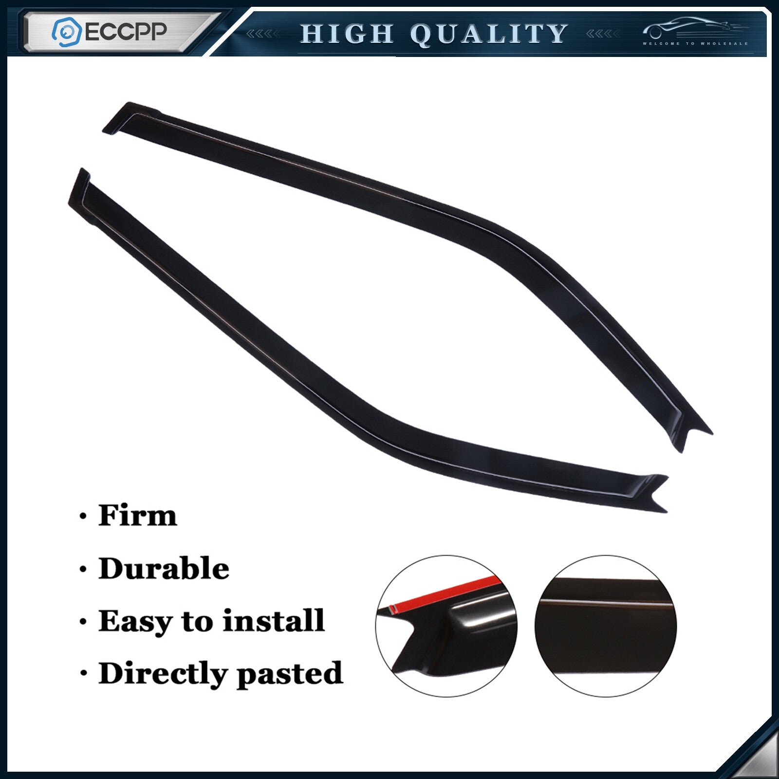 Window Visor Vent Rain Shades Guards Deflectors For 11-16 Scion TC Coupe Black 6B93BC-57