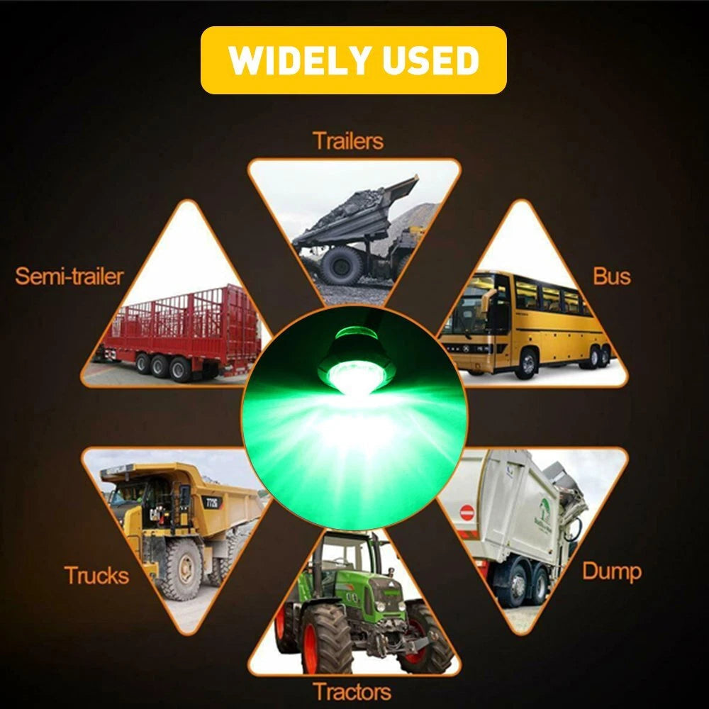 Green 3/4" Bullet Round Side Marker LED Clearance Lights For Trailer Truck 20X 6B93BC-57