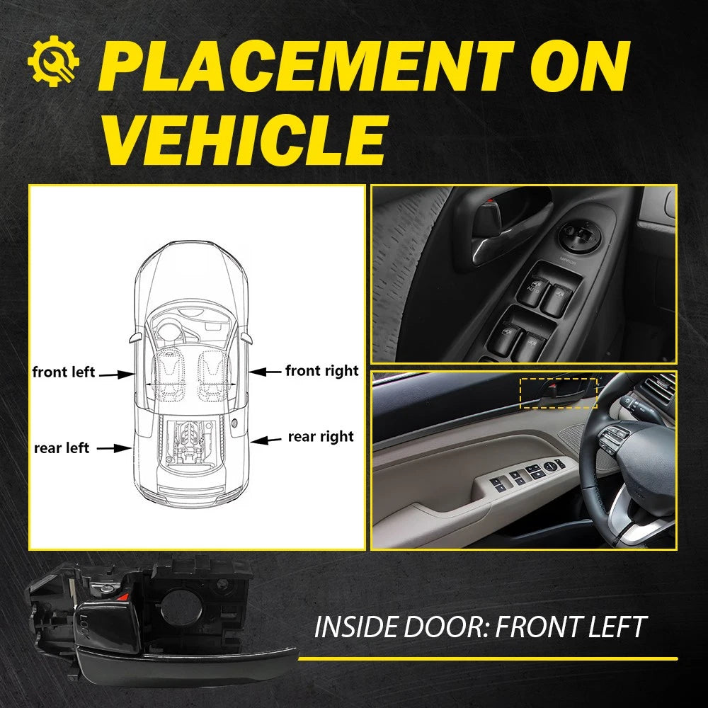 Front Black Interior Inside Door Handle Driver Left LH For 2001-2006 Elantra EOA 6B93BC-57