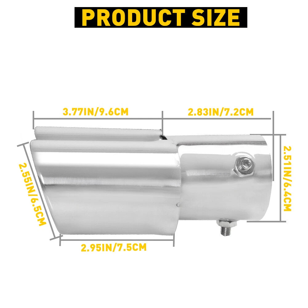 Chrome Car Stainless Steel Exhaust Dual Pipe Tail Throat Tip Muffler Accessories 6B93BC-57
