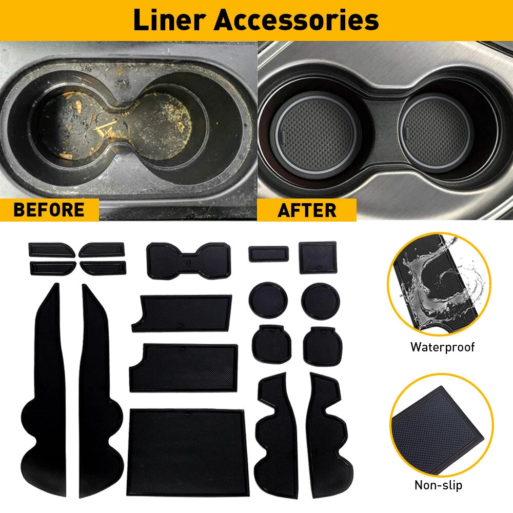 For 2016-2021 Toyota Tacoma Cup and Door Center Console Liner Insert Black Trim 6B93BC-57