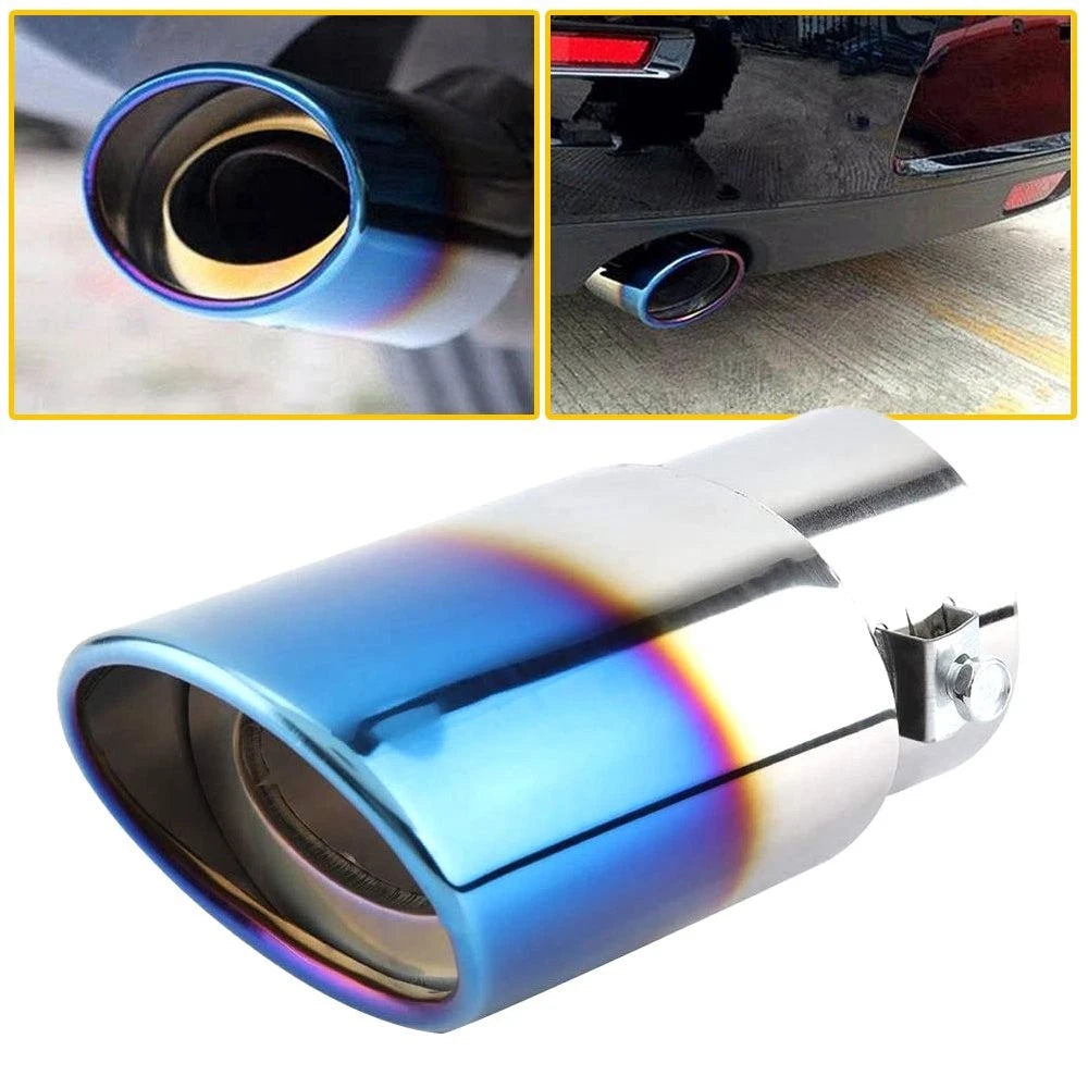 Car Tip Exhaust 2.5'' Inlet Stainless Steel Muffler Pipe Throat Universal Blue 6B93BC-57