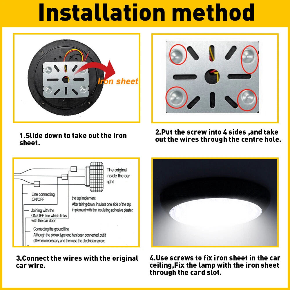 RV Interior LED Lights Switched Round Ceiling Light Fixture Camper Trailer 12V 6B93BC-57