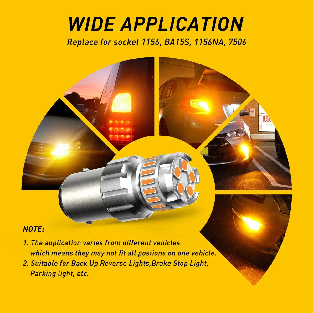 AUXITO 1156 Amber LED Turn Signal Light Bulb Error Free Anti Hyper Flash 2F EOA AUXITO