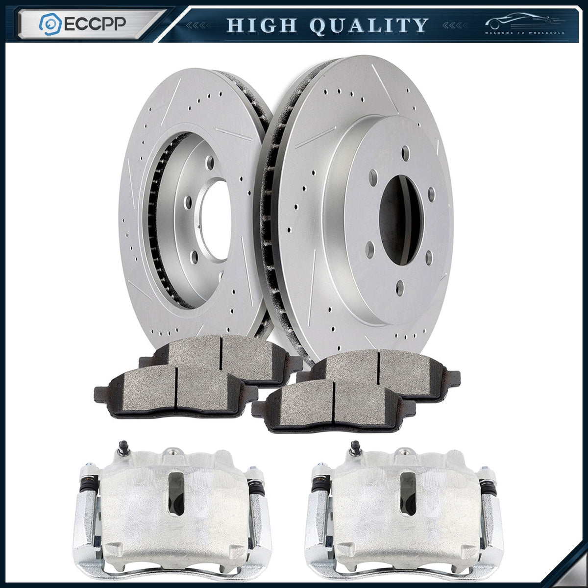 Front Brake Calipers Brake Rotors Brake Pads Set 8Pcs For 2005-2008 Ford F-150 6B93BC-57