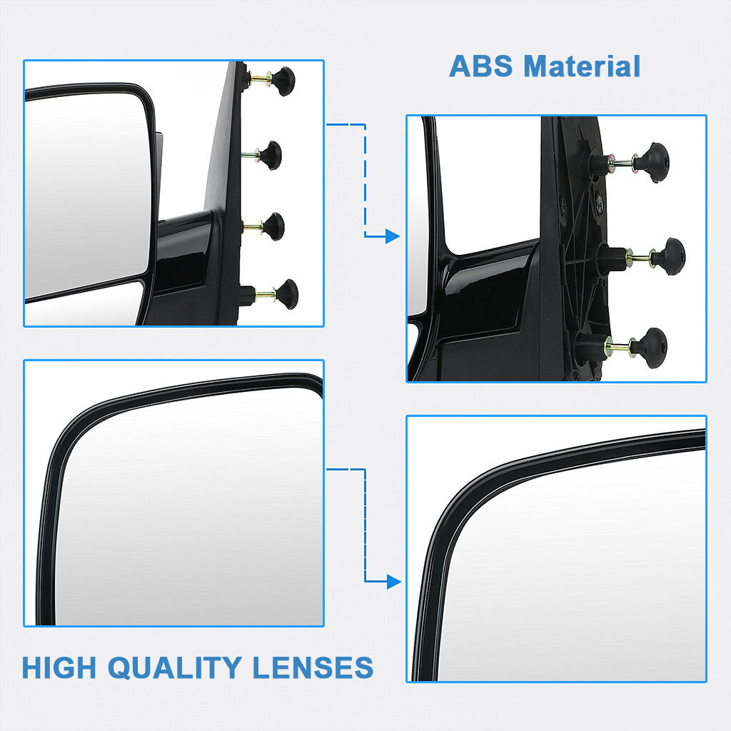 Driver Side Manual Mirror For 02-08 Ford E-150-E-550 Econoline Black Manual Fold 6B93BC-57