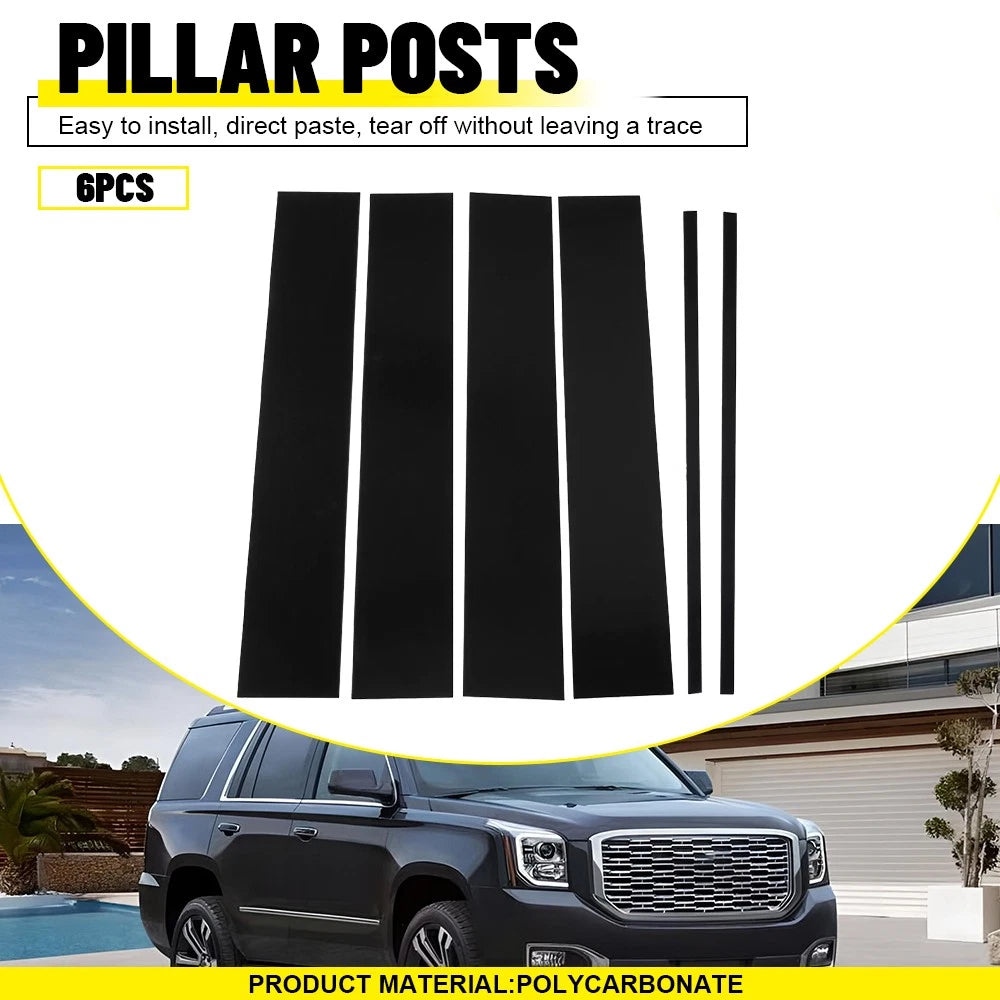 6X Glossy Black Pillar for 2015-2020 GMC Yukon Door Trim Piano Cover Window EOA 6B93BC-57