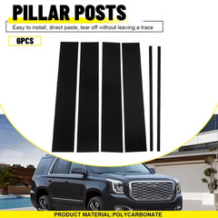 6X Glossy Black Pillar for 2015-2020 GMC Yukon Door Trim Piano Cover Window EOA 6B93BC-57