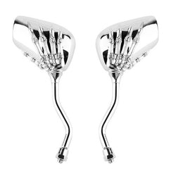 Universal Chrome Skeleton Skull Hand Claw Motorcycle Rear View Mirrors 8mm 10mm