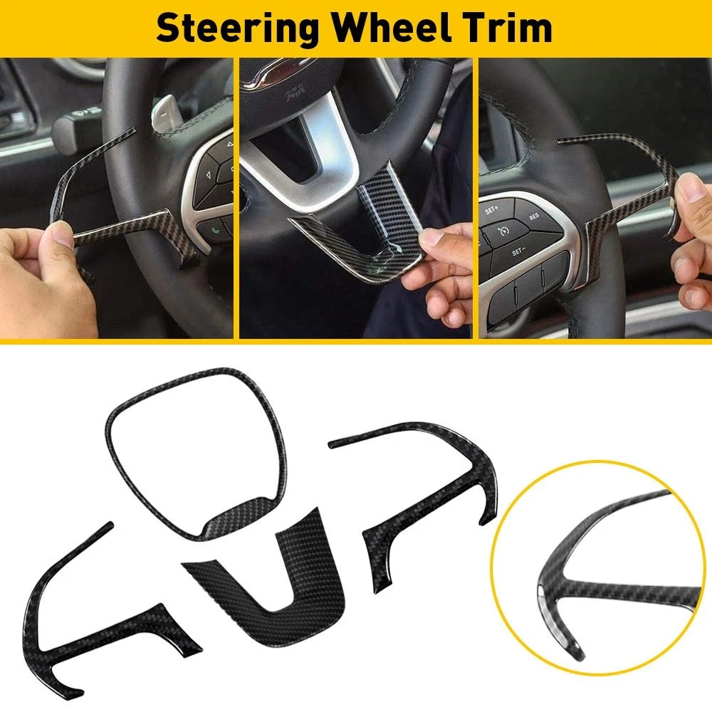 Carbon Fiber Steering Wheel Trim Cover for 15+ Dodge Challenger Charger USEOA 6B93BC-57