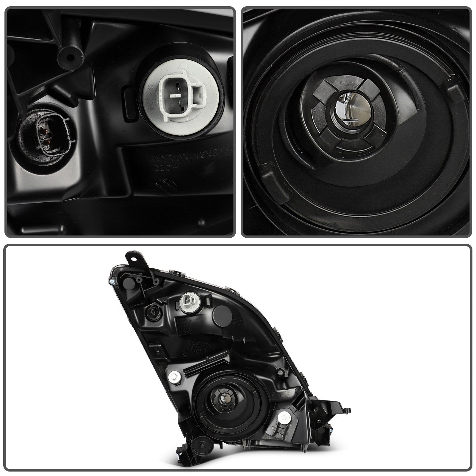 Pair Headlights Assembly For Toyota Prius 2006-2009 1.5L Black Housing R+L 6B93BC-57
