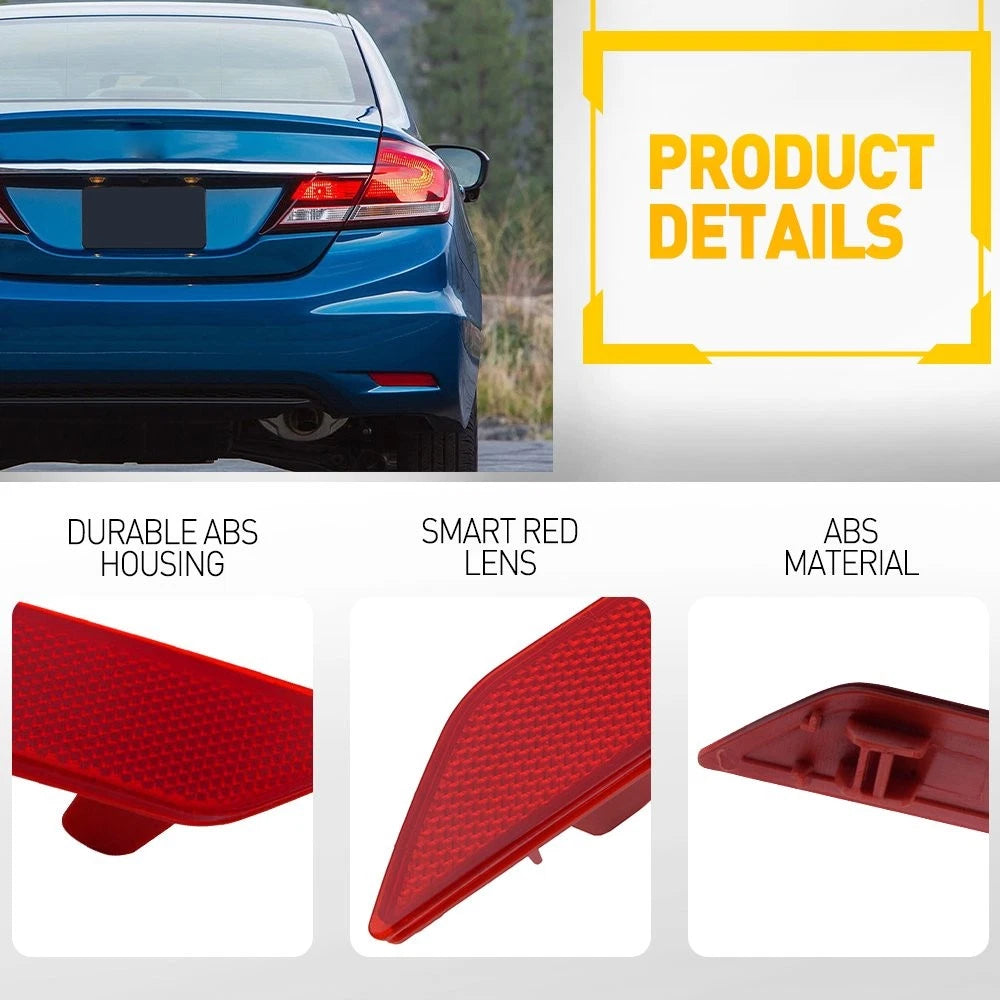 For 2013 2014 2015 Civic Honda Red Lens Rear Lower Bumper Reflector Left & Right 6B93BC-57