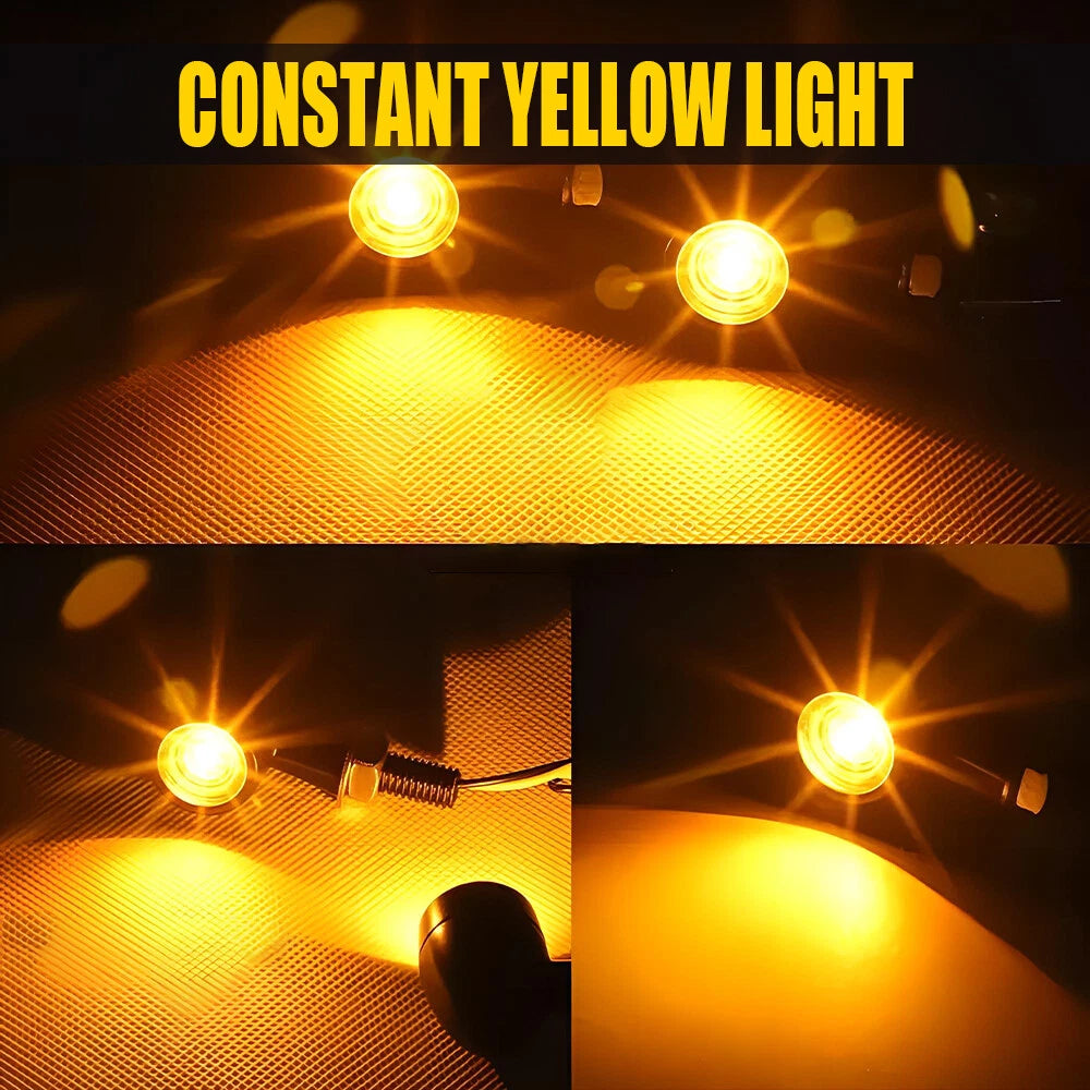 2x Chrome Bullet Motorcycle Mini LED Turn Signals Blinker Light Indicator Amber 6B93BC-57