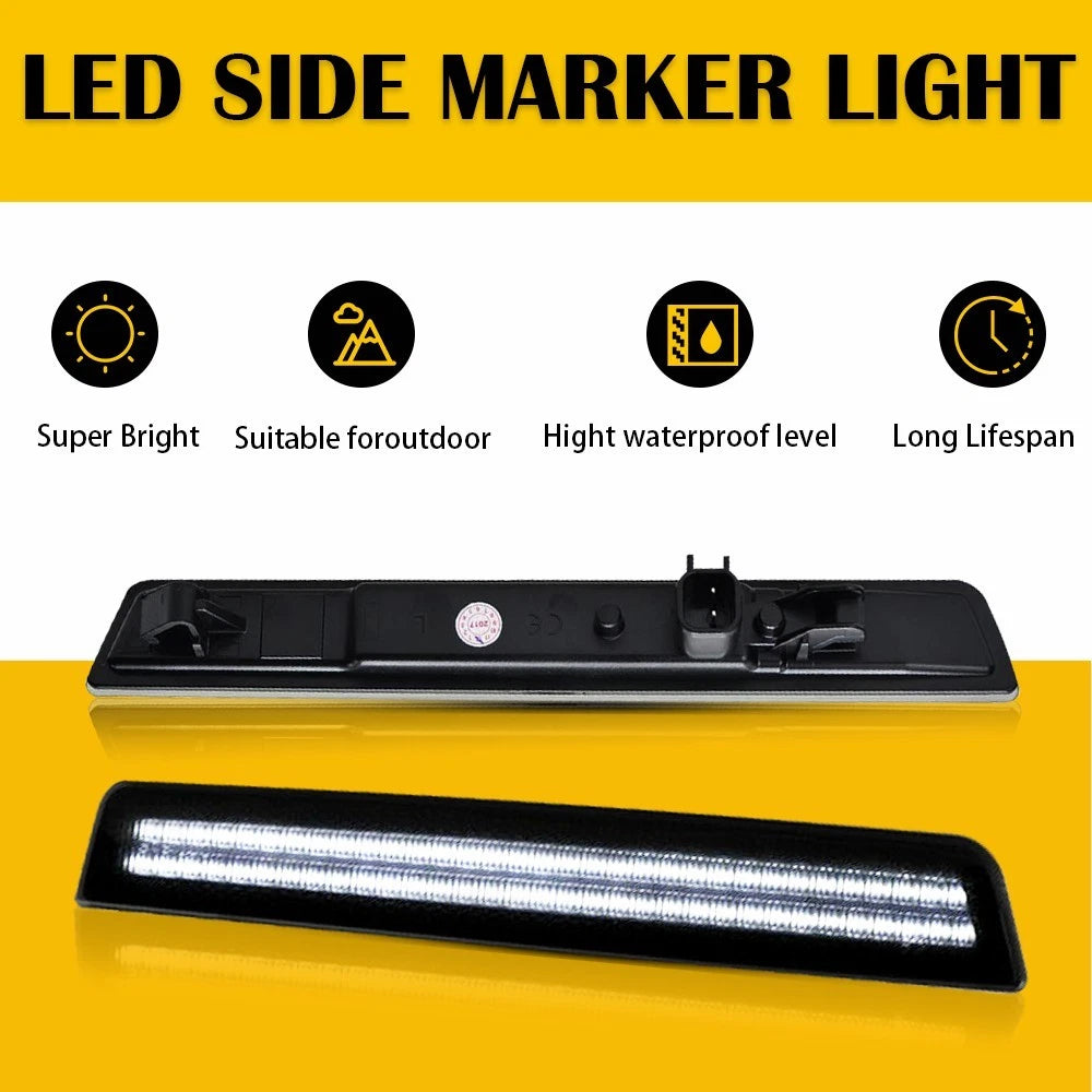 Smoked White LED Front Bumper Side Marker Lights For 2015-2022 Dodge Challenger 6B93BC-57