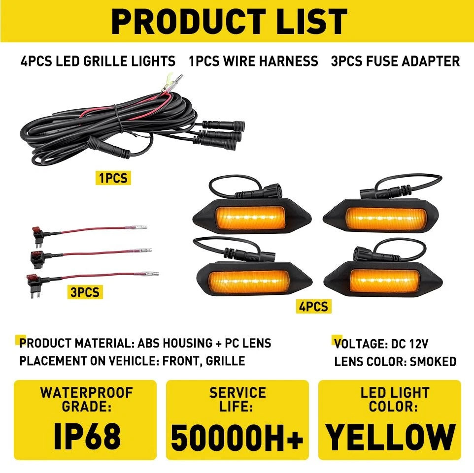 4X For Toyota RAV4 2019-24 LE SE XLE XSE Limited LED Bumper Grill Light Amber EA 6B93BC-57