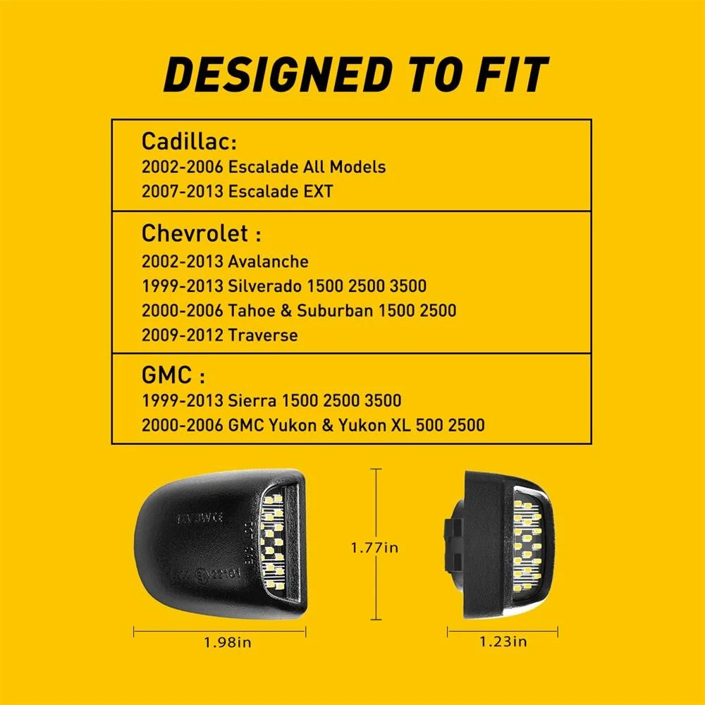 LED License Plate Light Error 6000K Free for 2001-2014 1500 Silverado 2500 3500 6B93BC-57