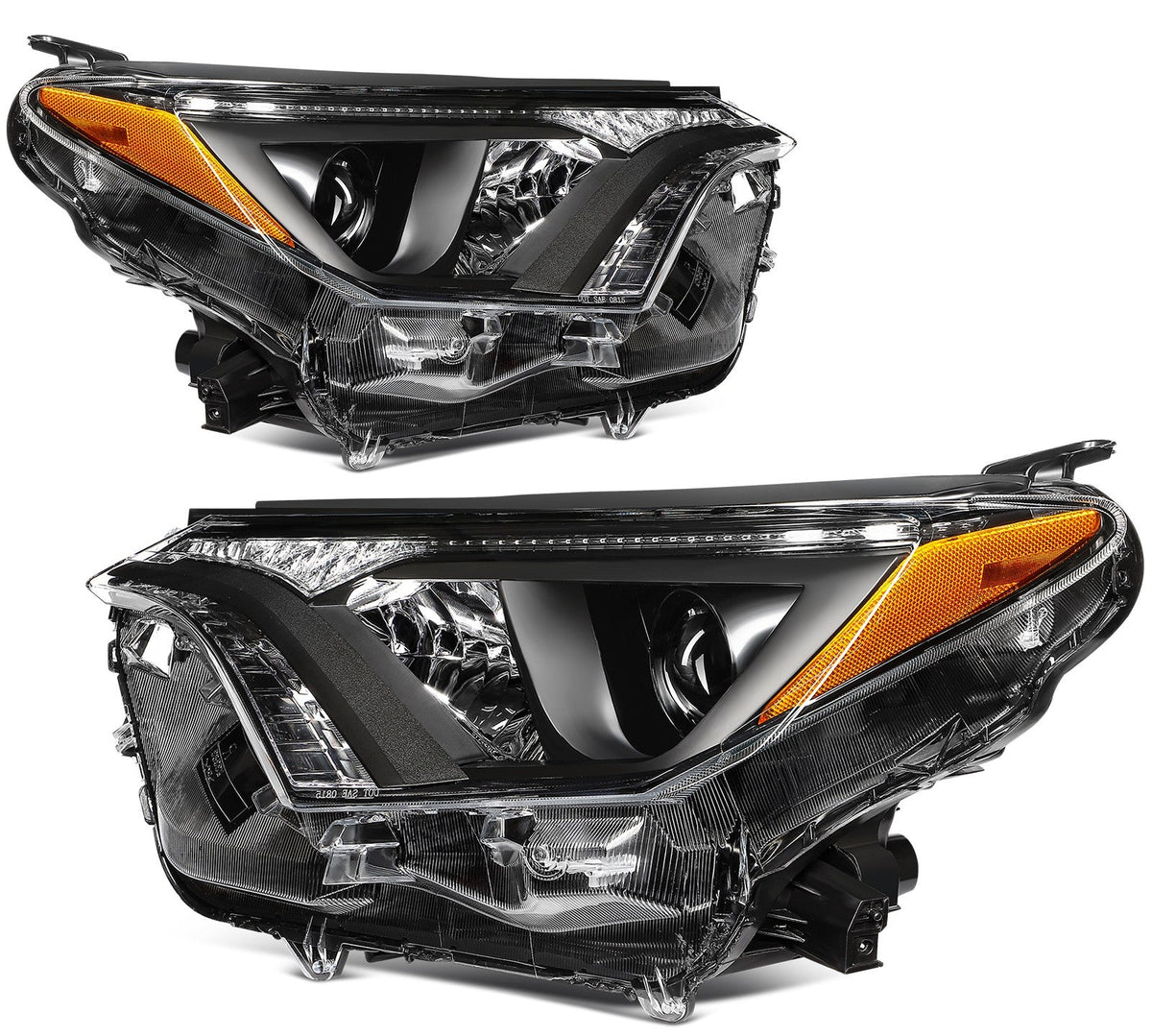Pair Kit Halogen Headlights Assembly For 2016-2018 Toyota RAV4 2.5L Black Amber 6B93BC-57