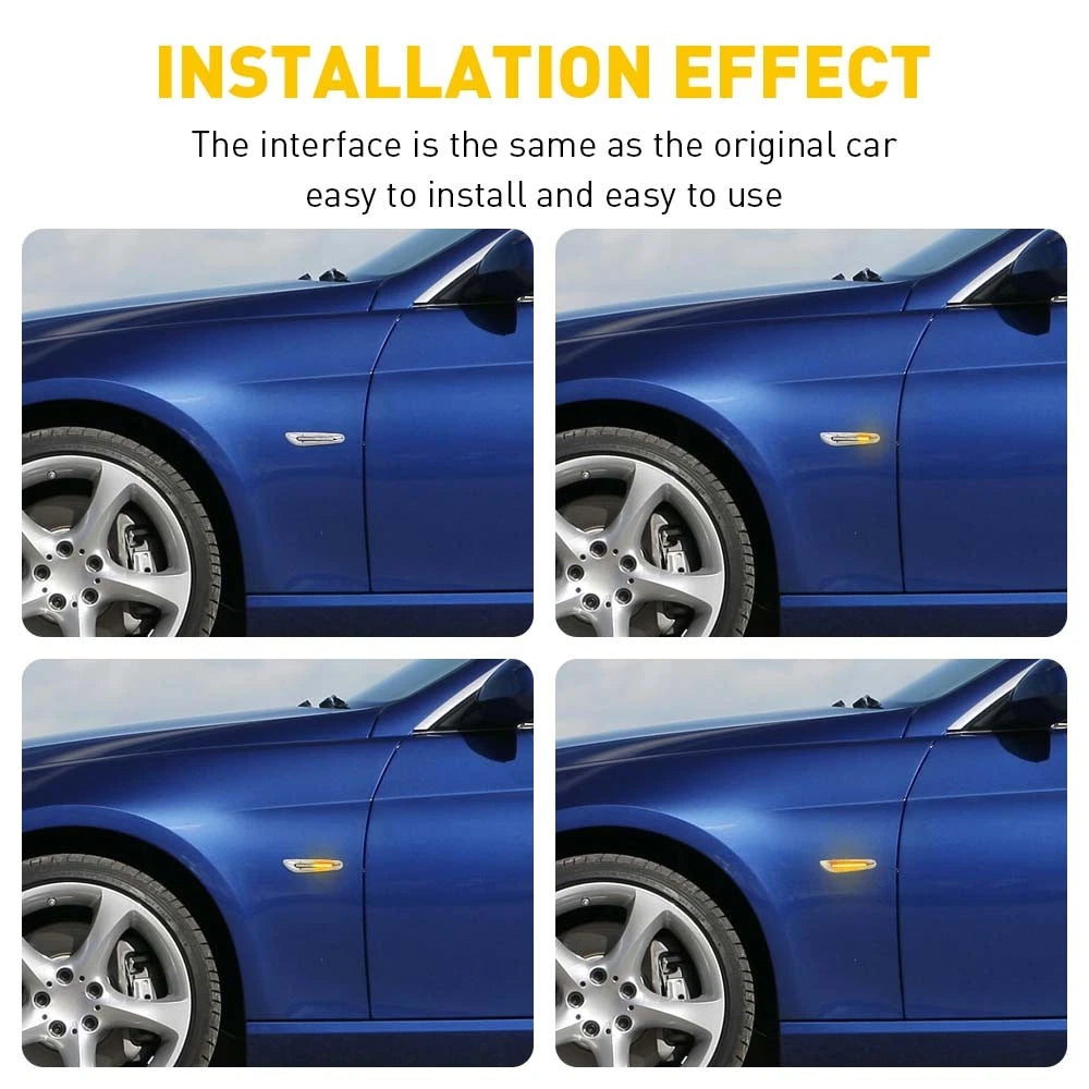 2X Sequential LED Side Turn Marker Signal Light For BMW E90 E83 E92 E82 E46 E60 6B93BC-57