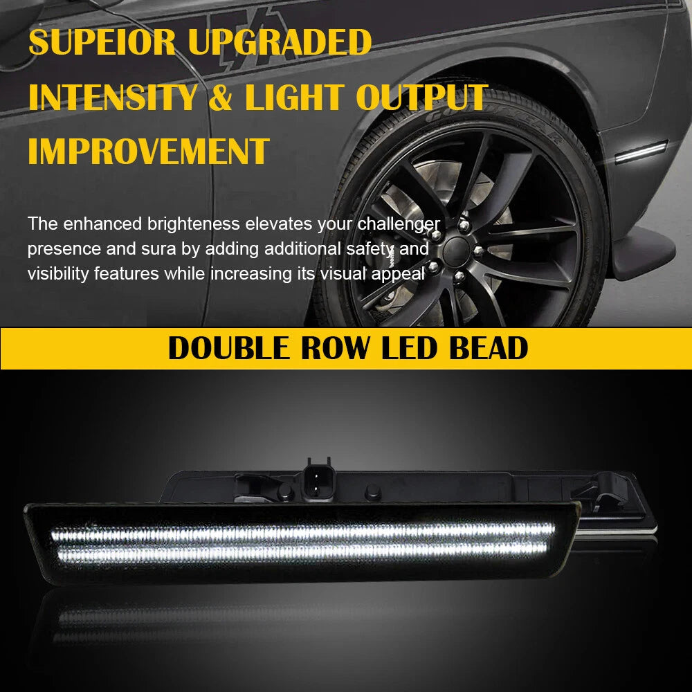 Front Rear Bumper Side Marker Lights For 2015-2022 Dodge Challenger Smoked EOA 6B93BC-57
