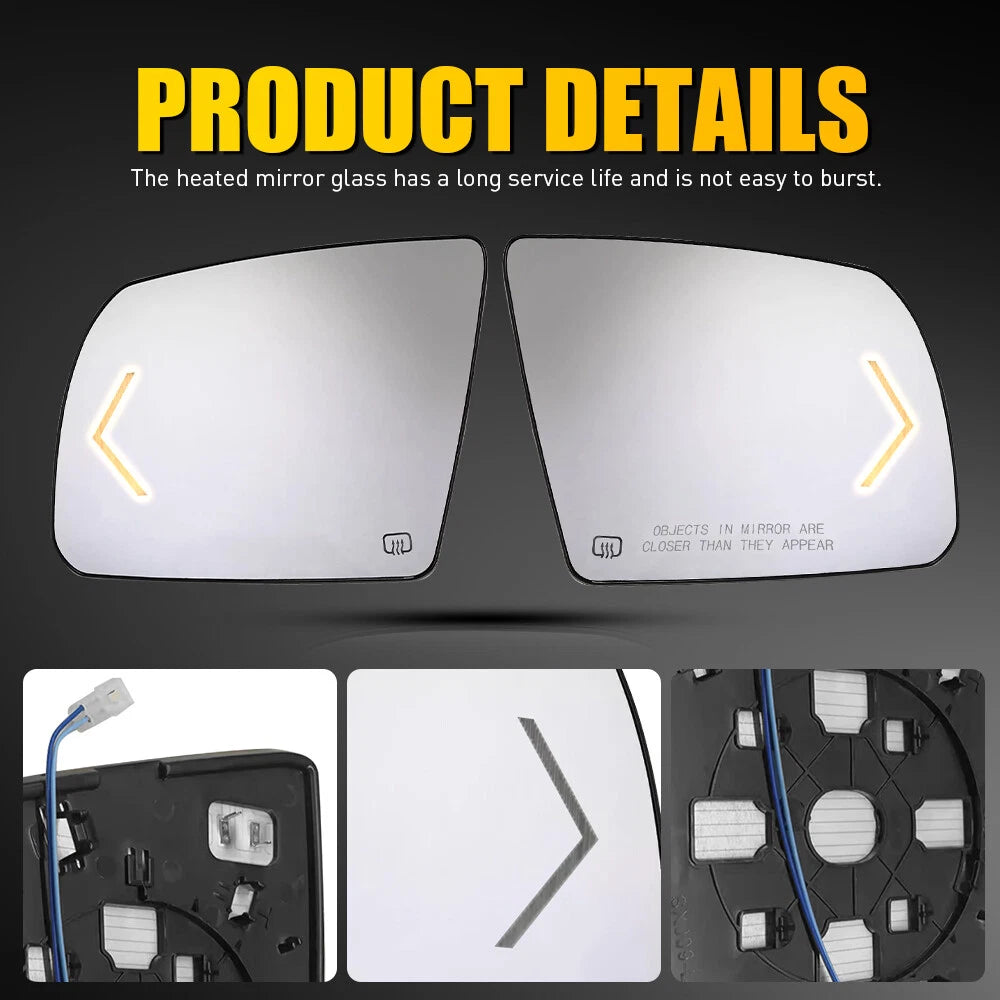 2PCS Right＆Left Side Mirror Glass Set For Tundra Sequoia 2007-2017 Heated Signal 6B93BC-57
