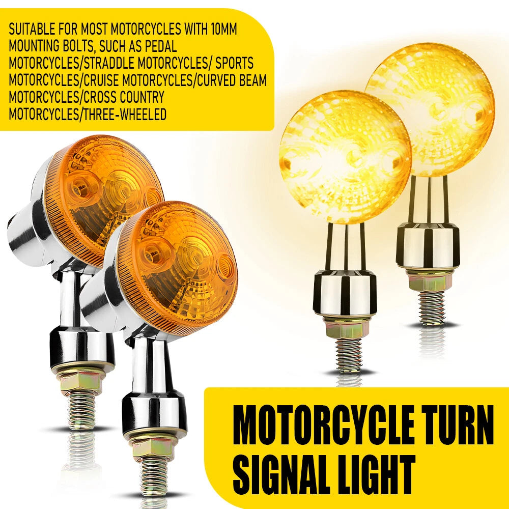 4X CHROME MOTORCYCLE 10MM MOUNTING BOLTS LED TURN SIGNALS LAMP INDICATOR LIGHT A 6B93BC-57