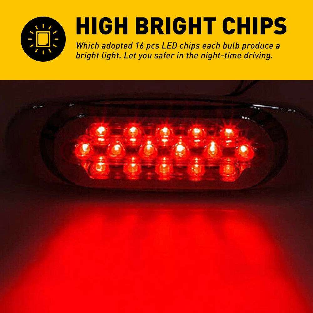 Marker Lights 6.5" LED Truck RV Trailer Oval Clearance Side Light Amber Red EOA 6B93BC-57