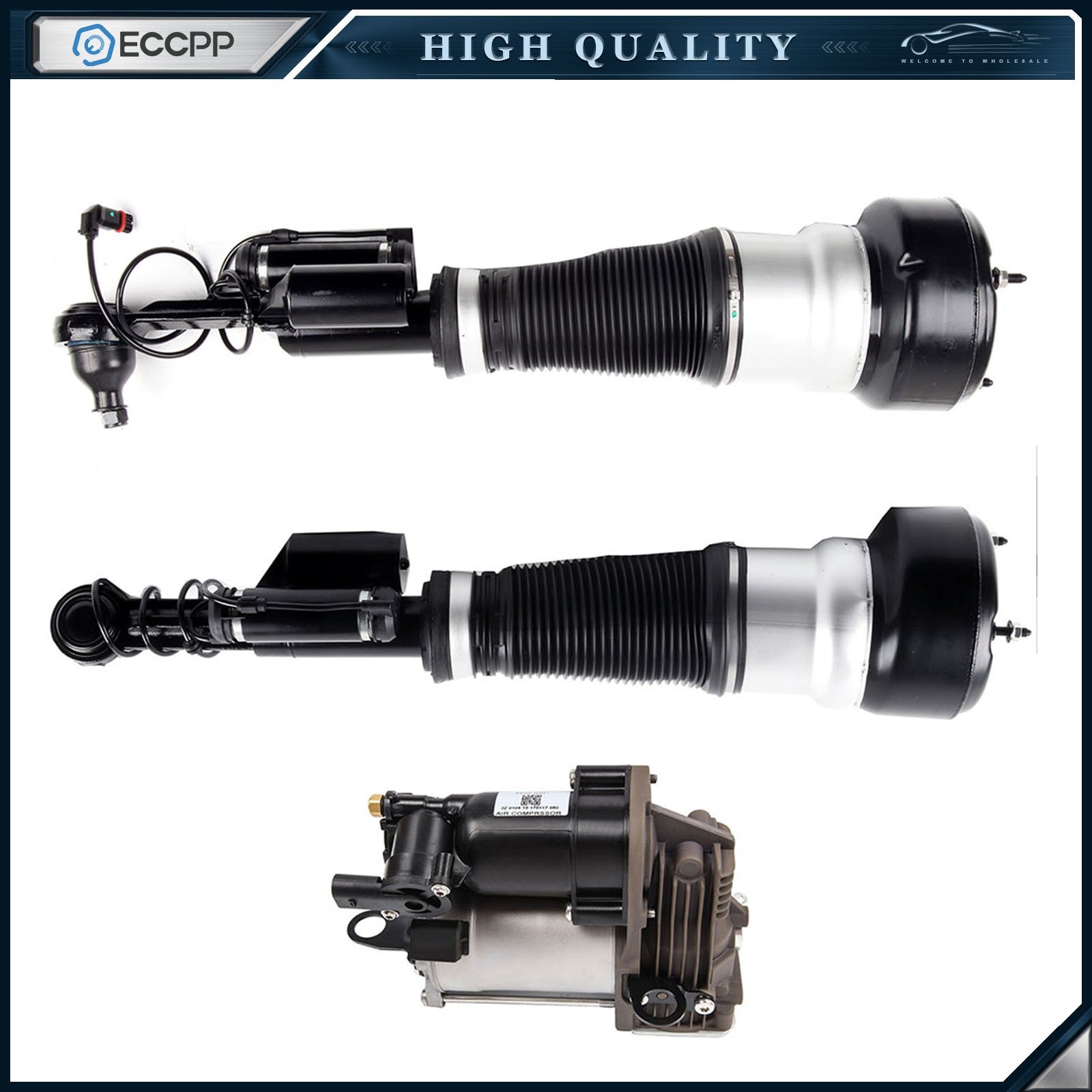 3PCS Front Air Suspension Struts & Compressor For 4Matic Mercedes W221 S500 S550 6B93BC-57