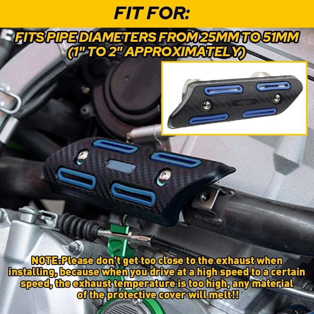 Pipe Protector Heat Shield Universal Fit SUZUSI HONDA Carbon Fiber Style EOA 6B93BC-57