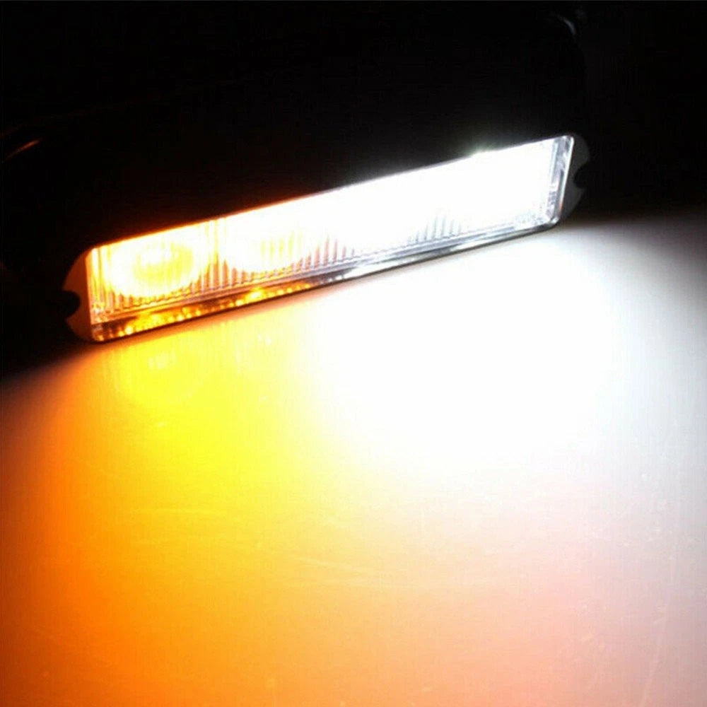 4 Amber LED White Truck Car Emergency Beacon Warning Hazard Flash Strobe Light 6B93BC-57