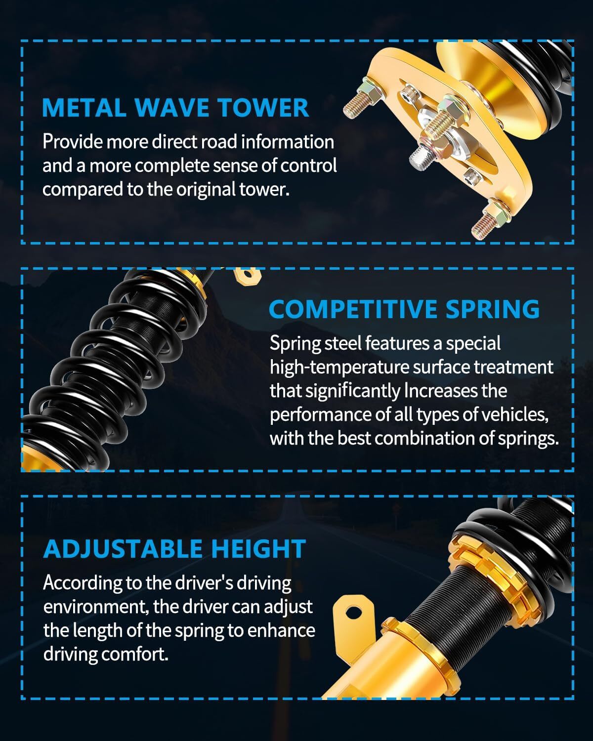 Full Coilovers For 2008-2016 Mitsubishi Lancer Coil Springs Suspension Struts MITSUBISHI