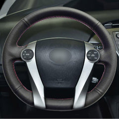 Top Leather Steering Wheel Hand-stitch on Wrap Cover For Toyota Prius 2009-2015