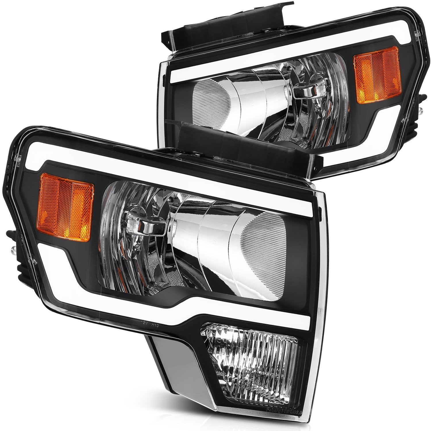 ECCPP LED Headlights Assembly For Ford F-150 F150 2009-2014 Pair Kit Black Amber 6B93BC-57