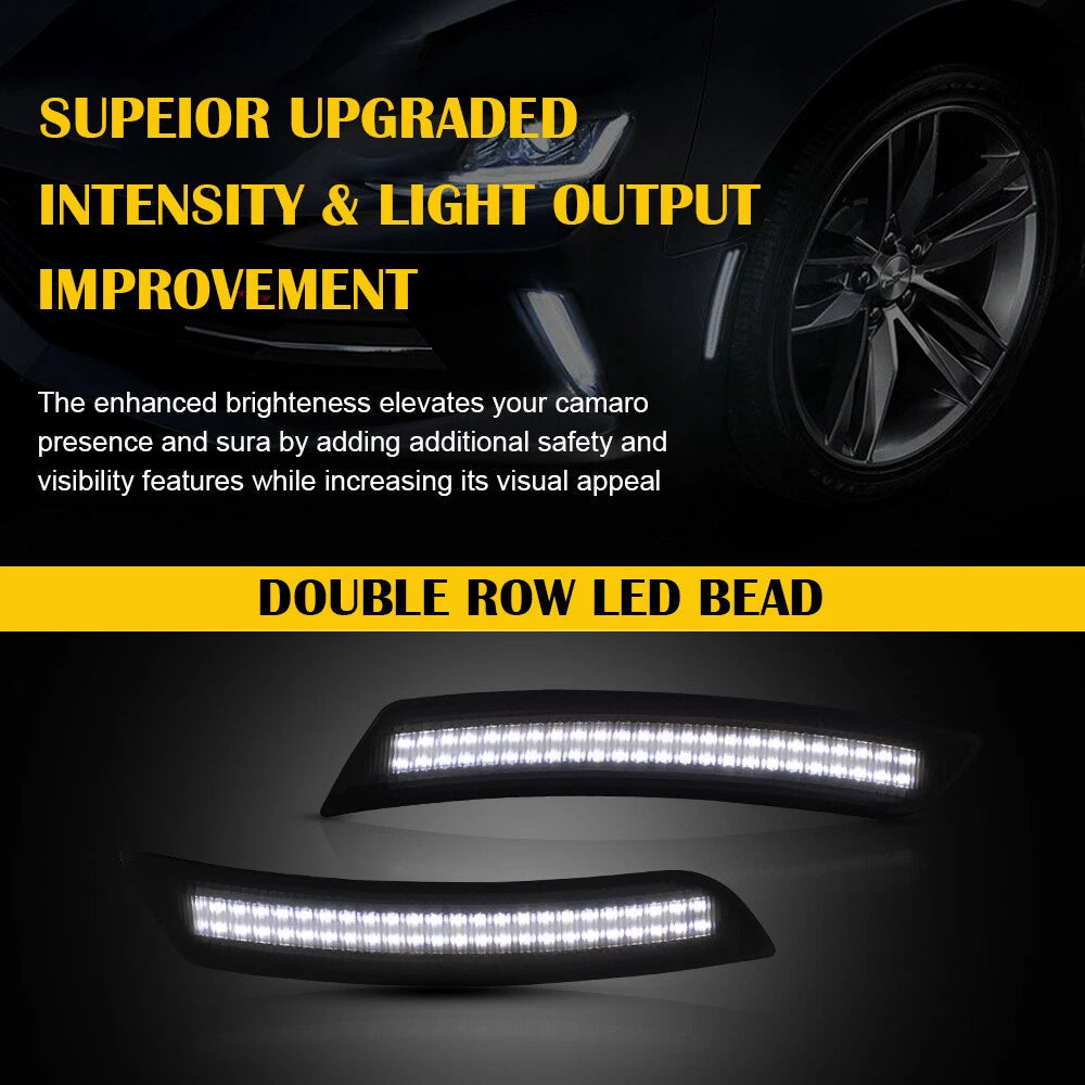 Fits Chevy Camaro 16-21 Smoked LED Side Marker Lights Set Front&Rear Bumper 4PCS 6B93BC-57