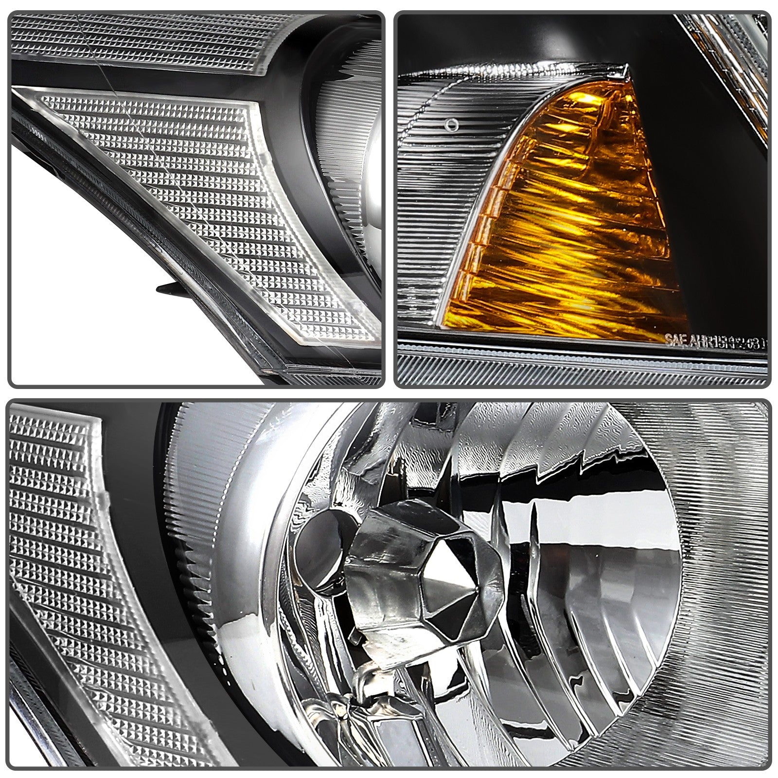 ECCPP Headlights Assembly For Honda Accord 2.4L 3.5L 2008-2012 Pair Black Amber 6B93BC-57