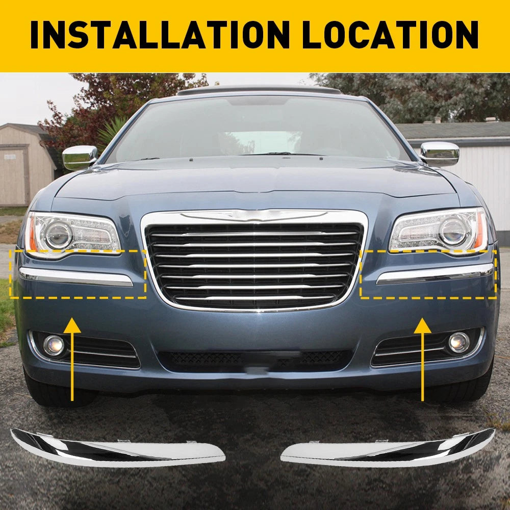 FOR 2011-2014 FRONT 300 CHRYSLER BUMPER MOLDING TRIM SET CHROME LH & RH - 6B93BC-57