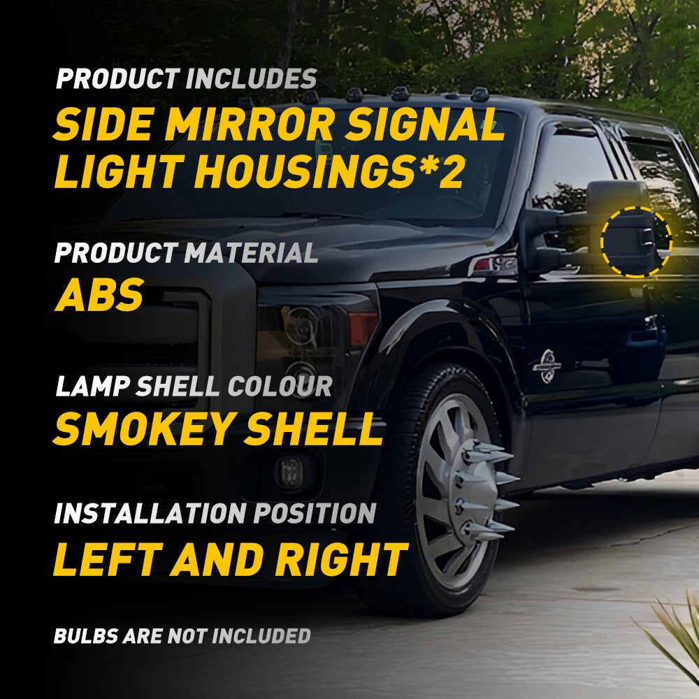 2pcs Smoke Lens Side Mirror Light Cover For 2008-16 Ford F250 F350 Super Duty EA 6B93BC-57