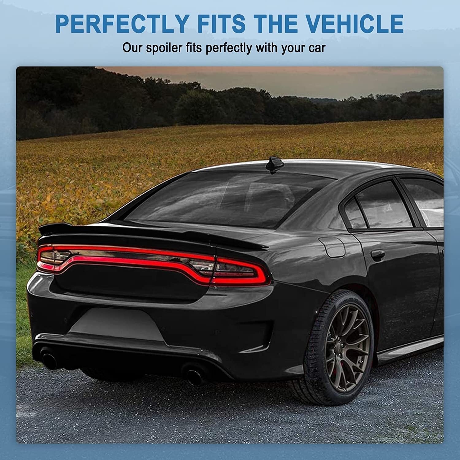 For 2011-2023 Dodge Charger Hellcat Style ABS Rear Wing Spoiler Matte Black 6B93BC-57