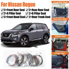 Door Rubber Seal Strips Weather Draft Wind Noise Reduction Kit For Nissan Rogue
