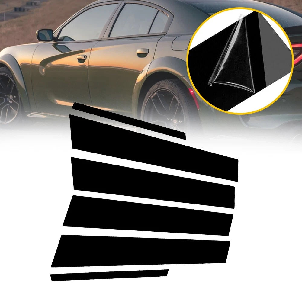 For Dodge Charger 2011-2021 6pc Black Pillar Posts Set Door Trim Piano Cover EOA 6B93BC-57