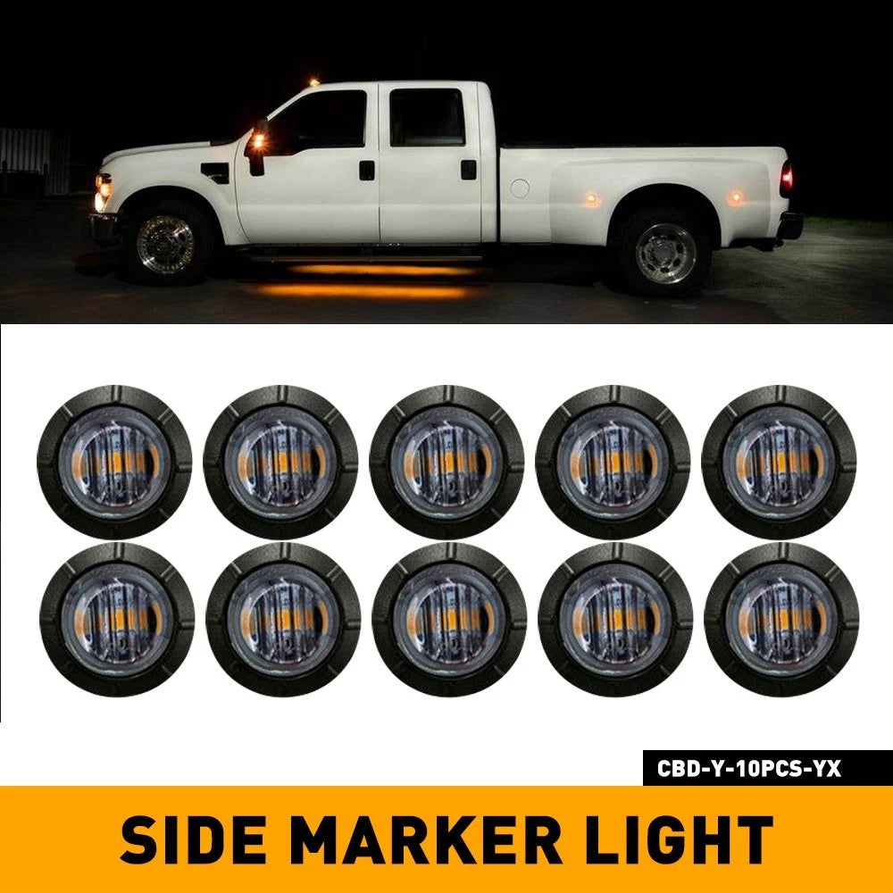 10X Amber Smoked Round Side Marker lights Truck Trailer 3/4"LED Bullet Light EOA 6B93BC-57