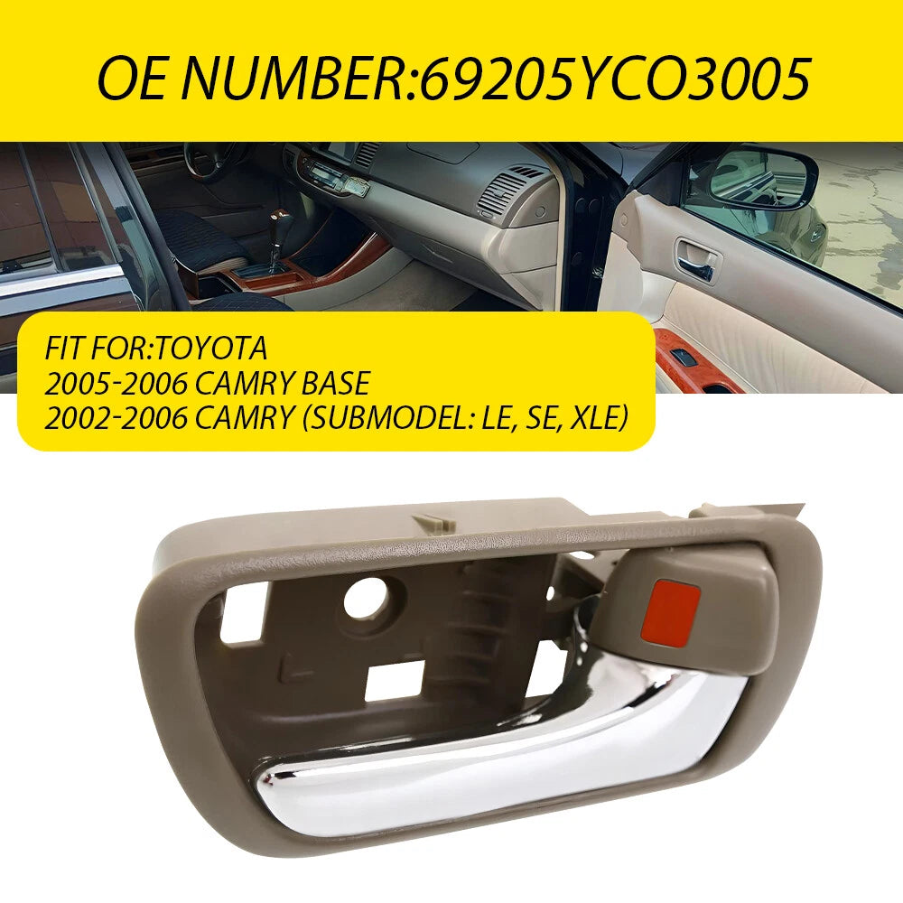 Door Handle Inside Beige Chrome Front/Rear Right for 2002-2006 Toyota Camry EOA 6B93BC-57