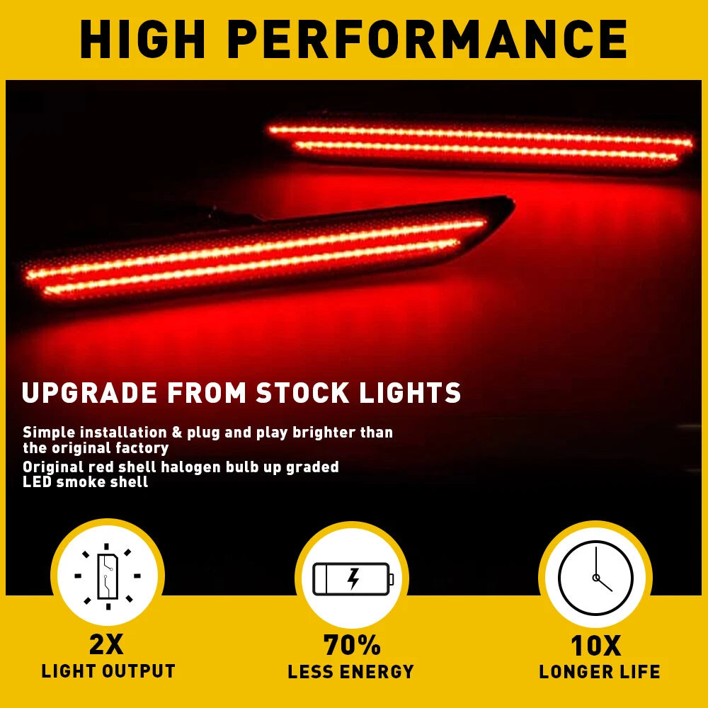 For 2015-2022 Ford Mustang Smoked Lens LED Rear Bumper Side Marker Lights EOA 6B93BC-57