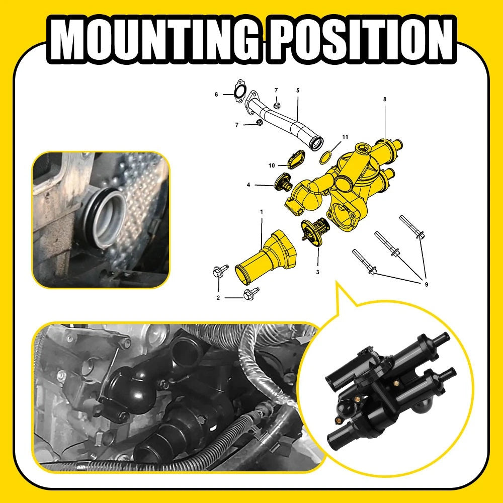 Engine Coolant Thermostat Housing Assembly for 2007-2017 Jeep Compass Patriot EA 6B93BC-57