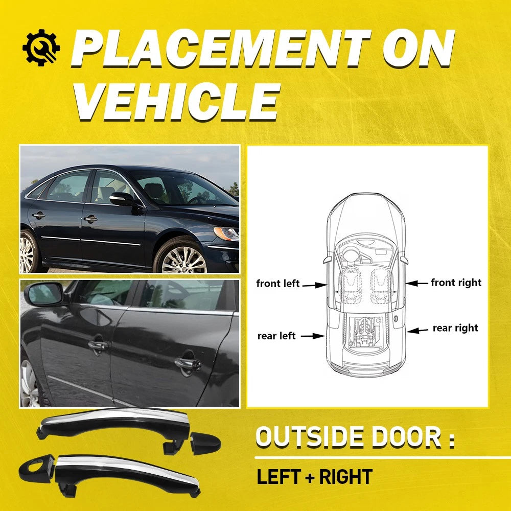 4pcs For 2006-2011 Hyundai Azera Front Rear LH+RH Primed Outside Door Handle EOA 6B93BC-57