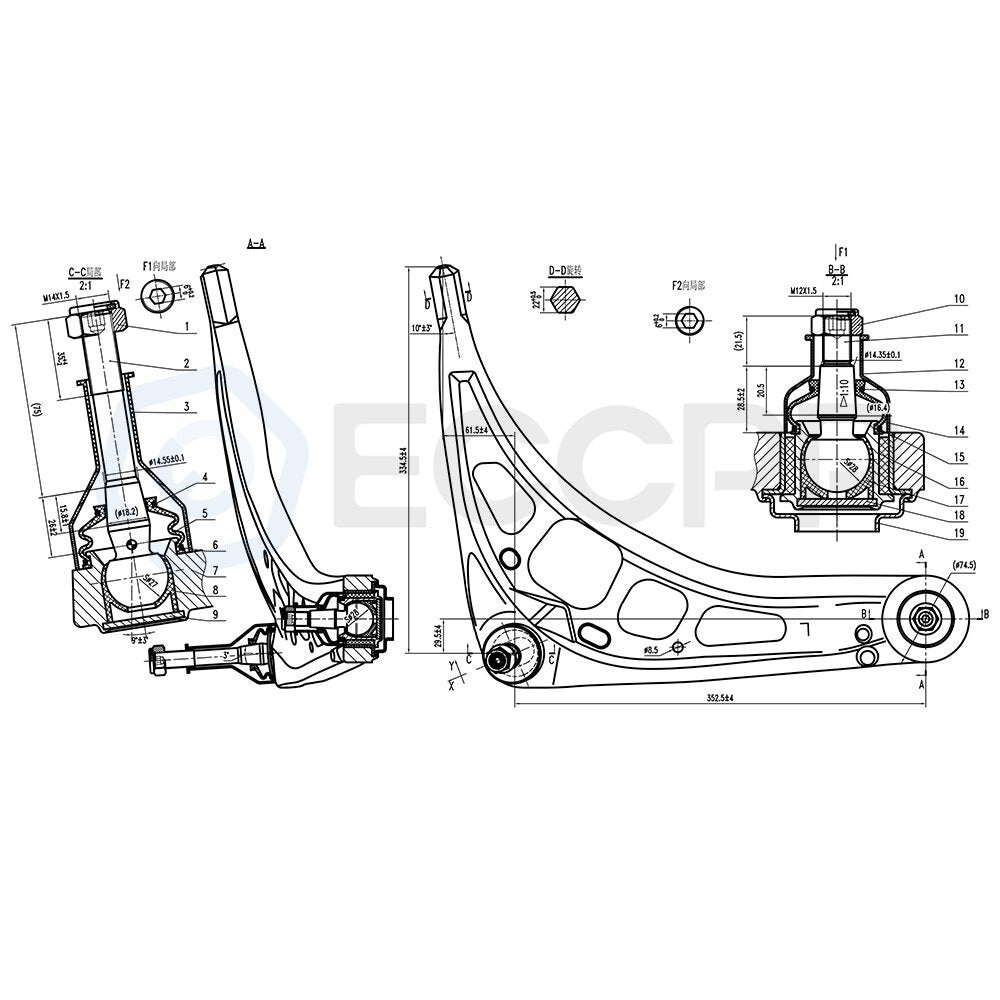 6PS Suspension Kit Lower Control Arms Sway Bar Links for BMW 330i 2001 - 2005 6B93BC-57