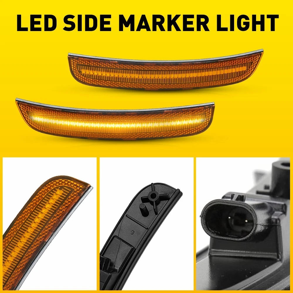 2x Amber LED Front Side Marker Lamps Reflector Lights For 2015-23 Chrysler 300 A 6B93BC-57