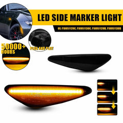 Pair Amber Sequential LED Side Light Marker Smoke For 2017-20 124 Fiat Spider EA 6B93BC-57