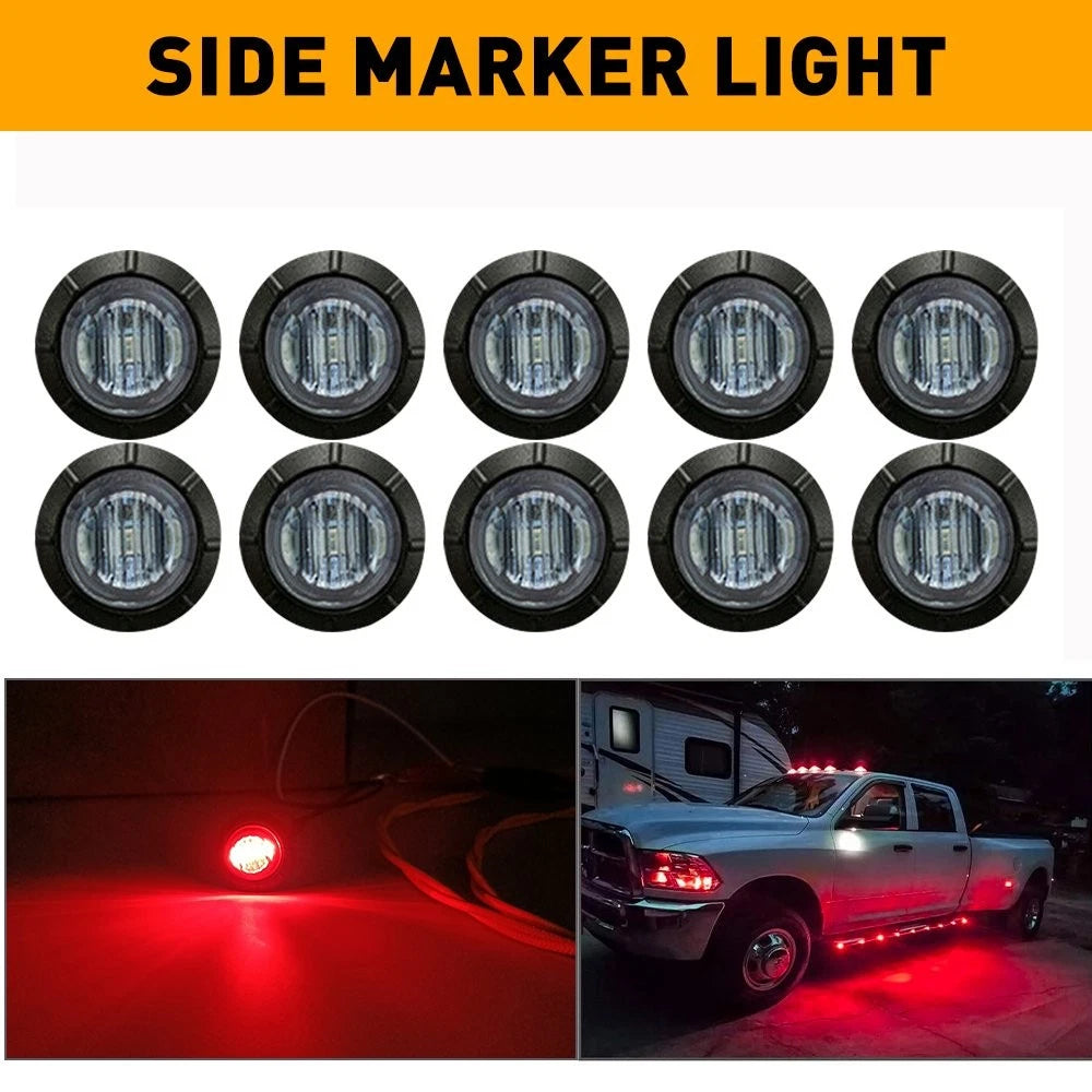 10X Red 3/4" Side Marker Lights LED Truck Trailer Round Side Bullet Light EOA 6B93BC-57