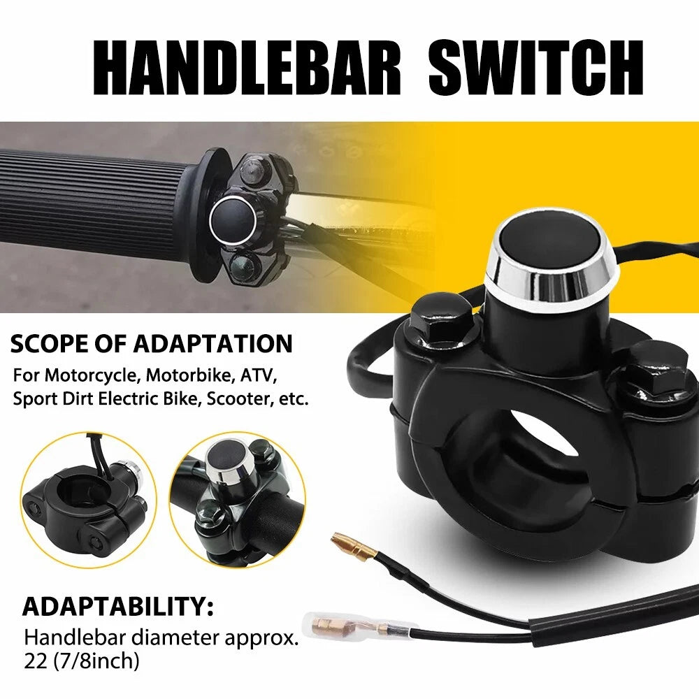 Universal Motorcycle Switch Horn Handlebar Mount Push Button Momentary Start EOA 6B93BC-57
