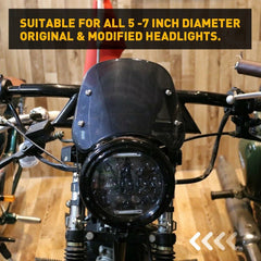 Universal Motorcycle Headlight Fairing Windscreen Windshield 5-7'' Round Black 6B93BC-57